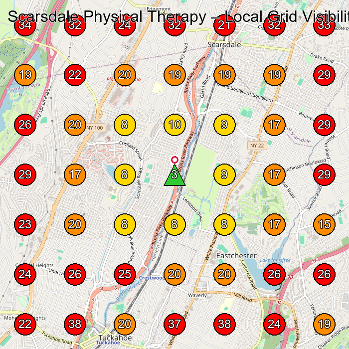Scarsdale Physical Therapy GeoGrid visibility map for Physical Therapist in Yonkers